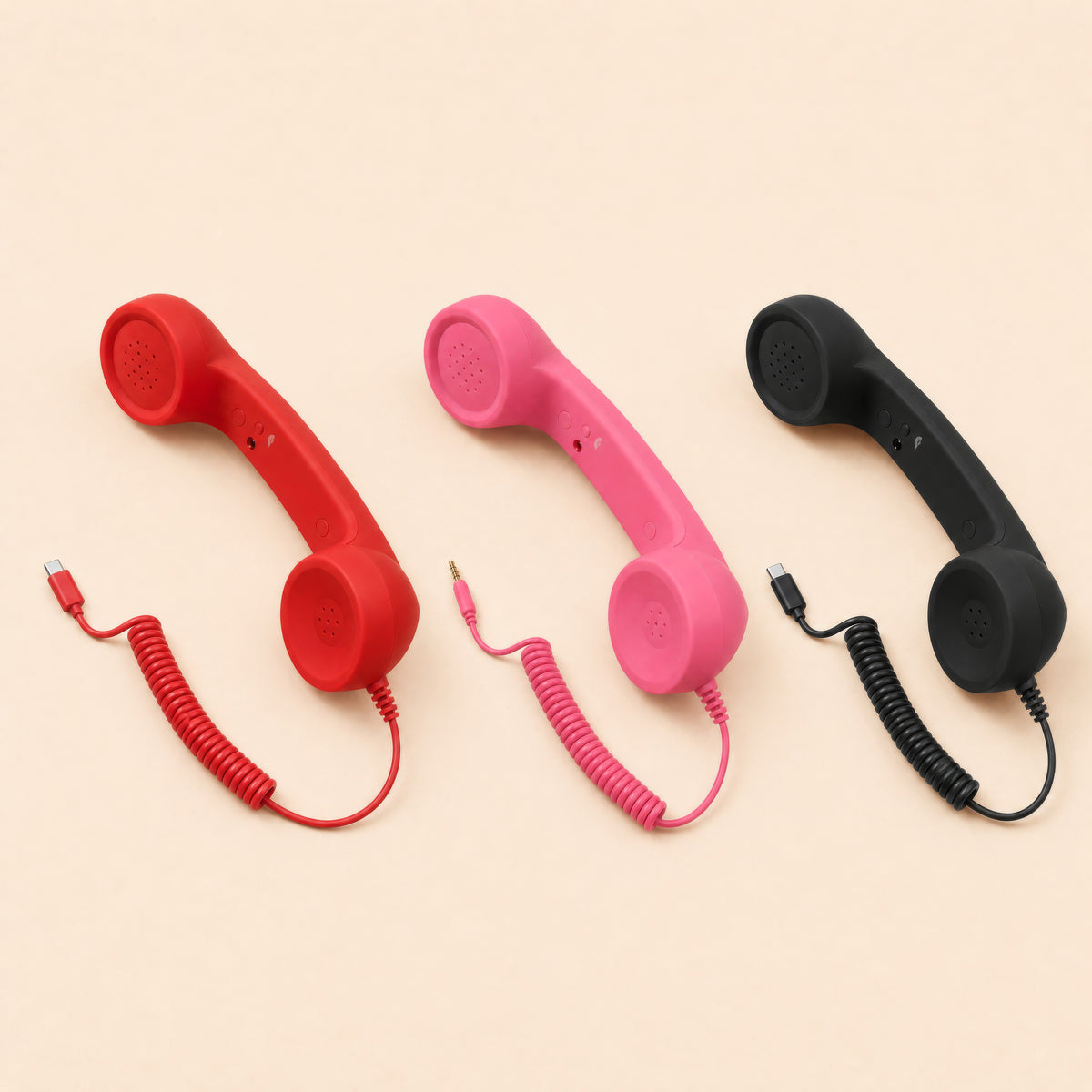 Red pink and black retro phone handset color options