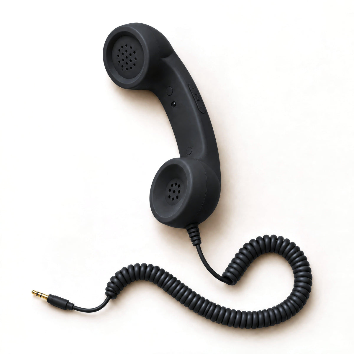 DialBop Retro Handset in matte black with coiled cord and 3.5 mm headphone jack