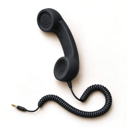 DialBop Retro Handset in matte black with coiled cord and 3.5 mm headphone jack