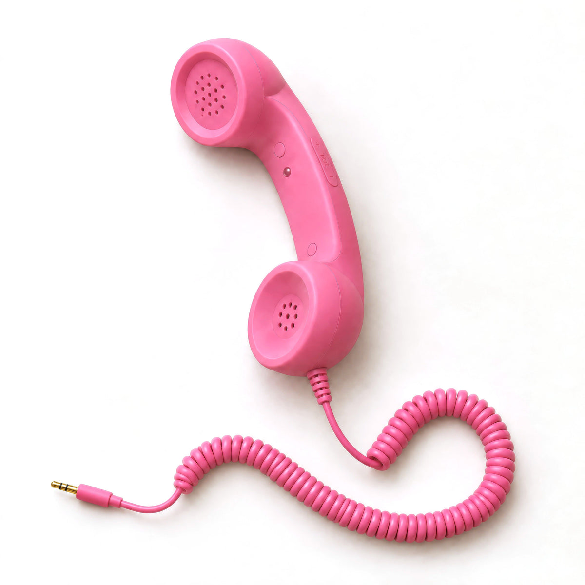 DialBop Retro Handset in bubblegum pink with coiled cord and 3.5 mm headphone jack